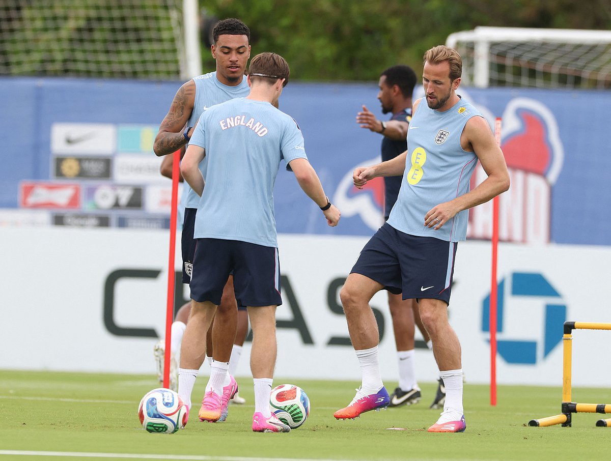Harry Kane #9 of England in training on June 09, 2026 in Palm Beach Gardens, Florida