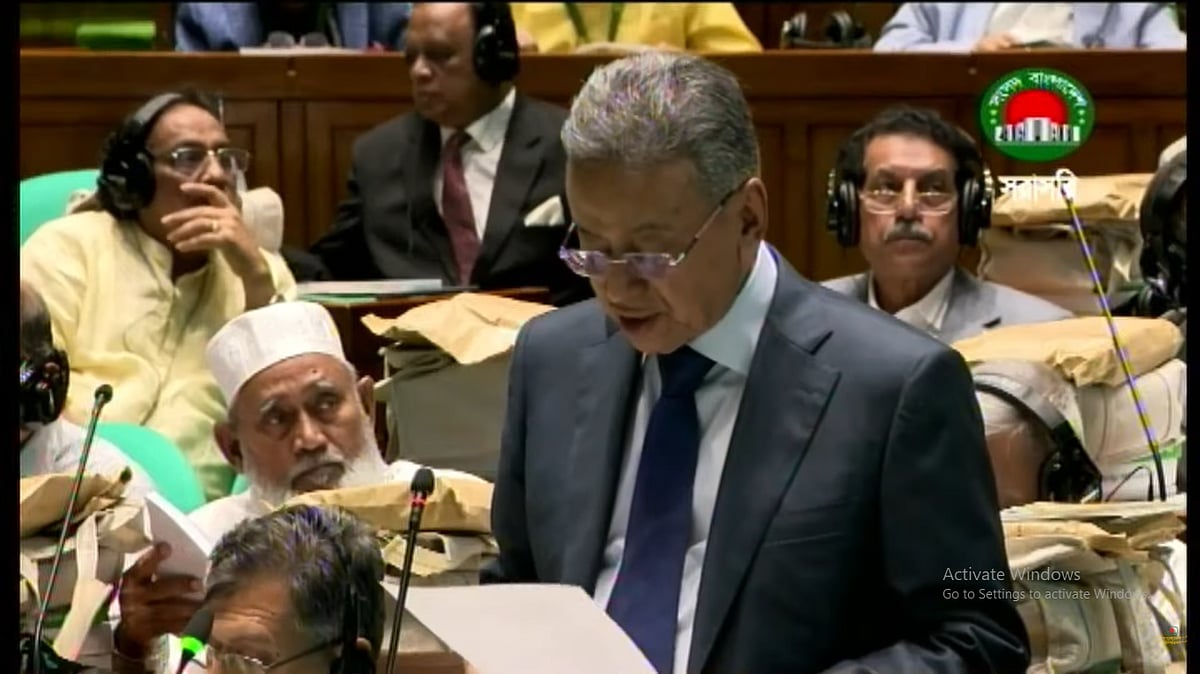 Finance Minister Amir Khasru Mahmud Chowdhury unveils the national budget in Parliament on 11 June 2026