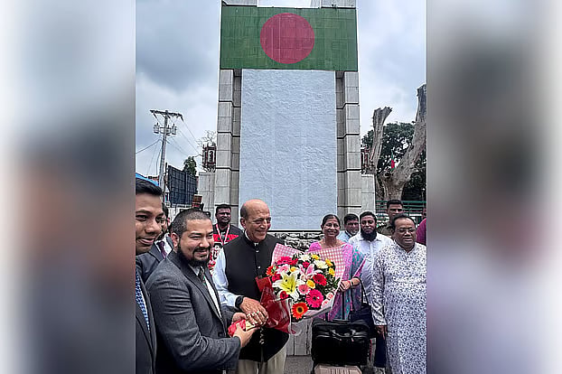 India's newly appointed high commissioner to Bangladesh, Dinesh Trivedi, arrived in Bangladesh today, Friday, shortly after 11:30 am. through the Benapole–Petrapole land port.