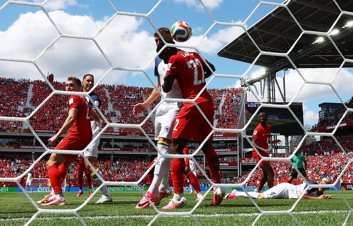 Soccer Football - FIFA World Cup 2026 - Group B - Canada v Bosnia and Herzegovina - Toronto Stadium, Toronto, Canada - June 12, 2026 Bosnia and Herzegovina's Jovo Lukic scores their first goa