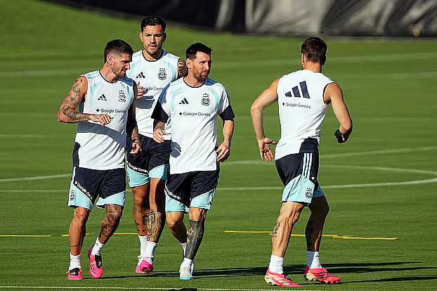 Lionel Messi during Argentina training session in Kansas