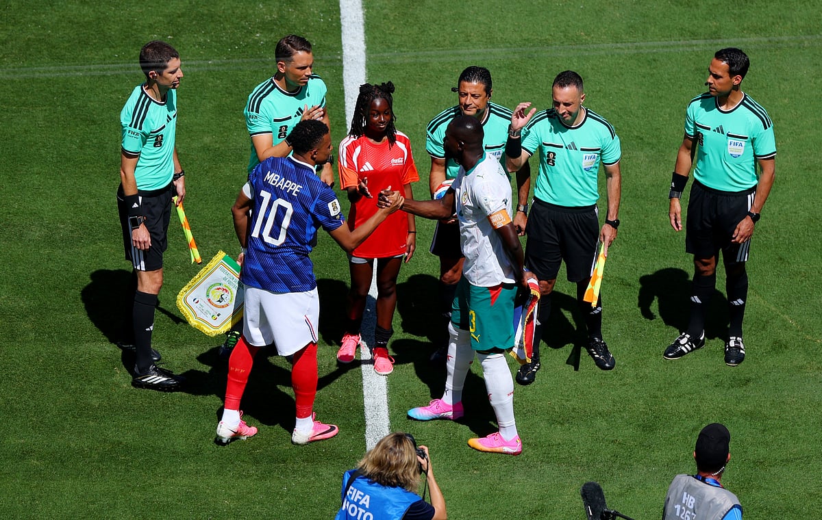 FIFA World Cup 2026 - Group I - France v Senegal - New York/New Jersey Stadium, East Rutherford, New Jersey, U.S. - June 16, 2026 France's Kylian Mbappe shakes hands with Senegal's Kalidou Koulibaly before the match