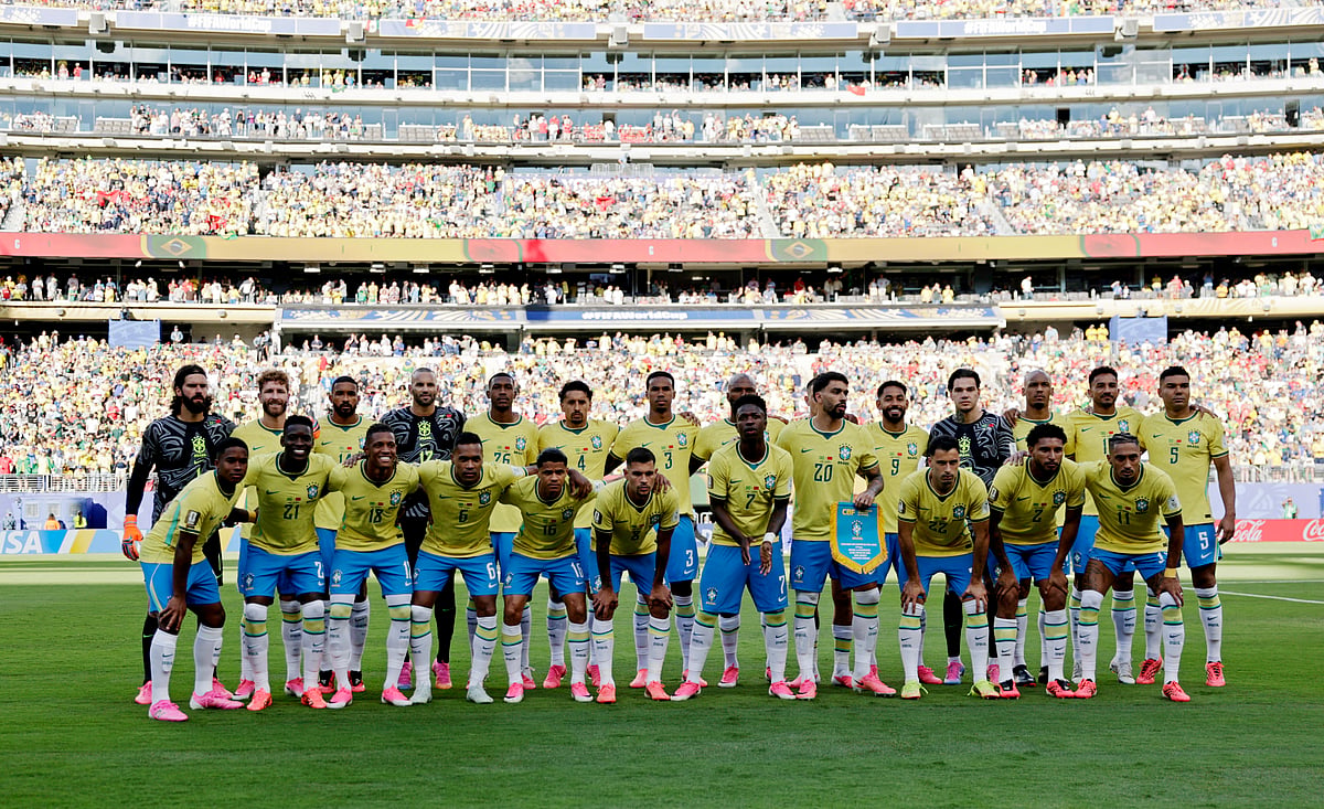 Football - FIFA World Cup 2026 - Group C - Brazil v Morocco - New York/New Jersey Stadium, East Rutherford, New Jersey, U.S. - June 13, 2026 Brazil players pose for a team group photo before the match