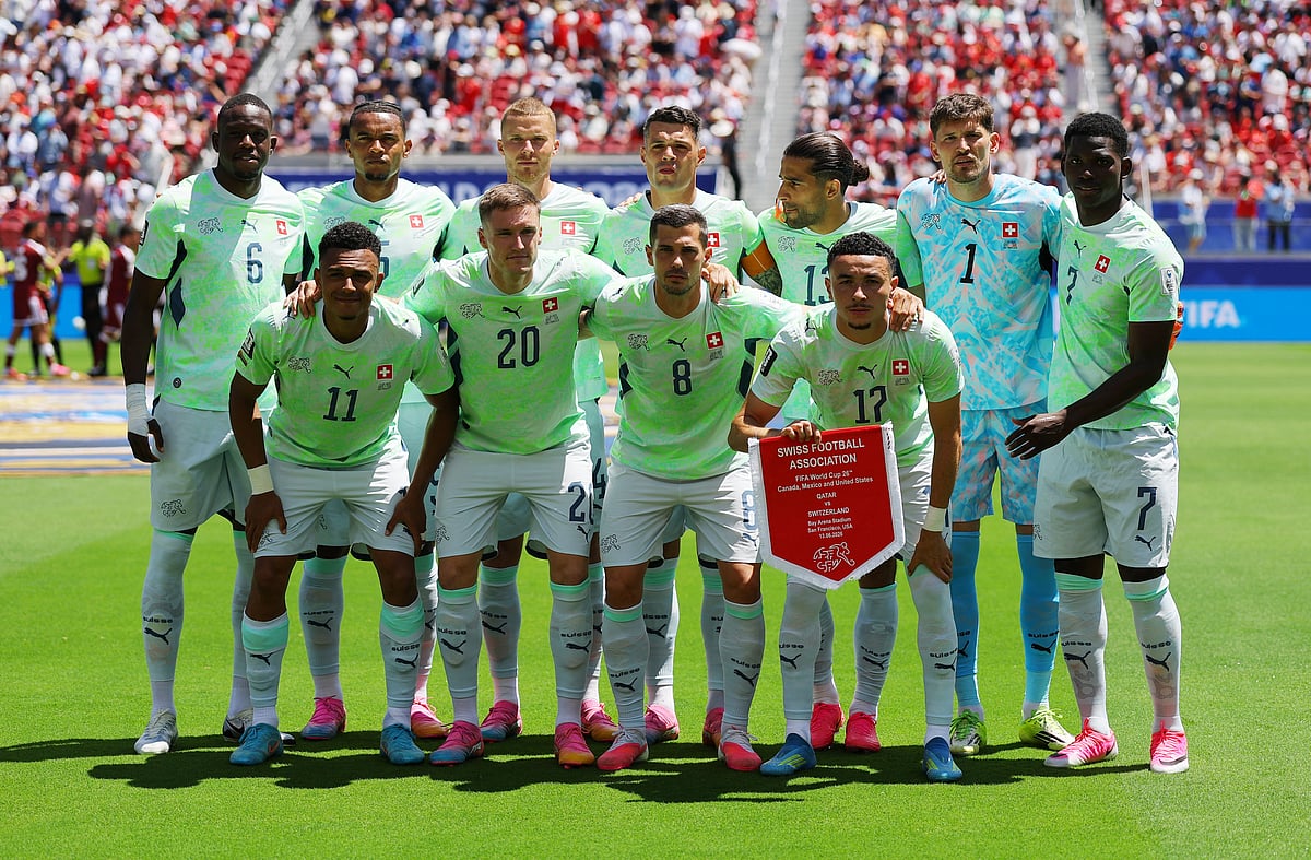 Football - FIFA World Cup 2026 - Group B - Qatar v Switzerland - San Francisco Bay Area Stadium, Santa Clara, California, U.S. - June 13, 2026 Switzerland players pose for a team group photo before the match