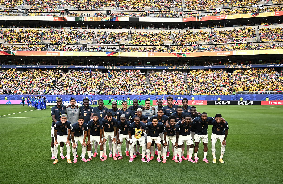 Ecuador players pose for a team group photo