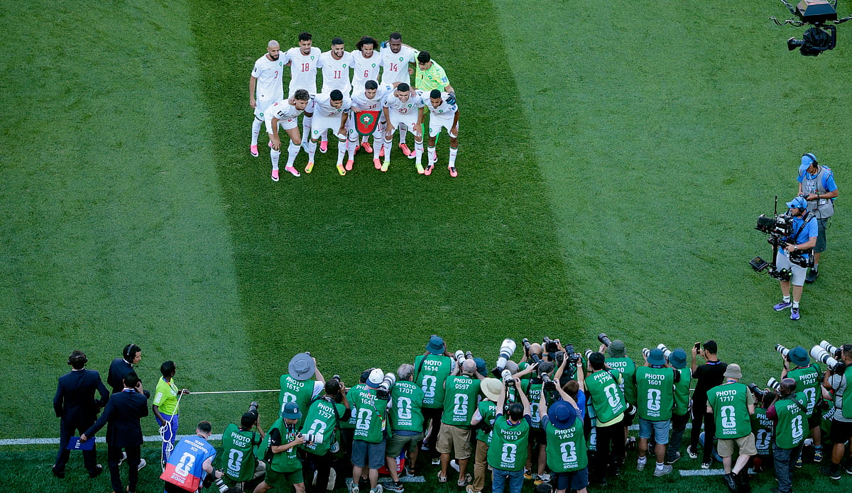 Football - FIFA World Cup 2026 - Group C - Scotland v Morocco - Boston Stadium, Foxborough, Massachusetts, U.S. - June 19, 2026
Morocco players pose for a team group photo before the match