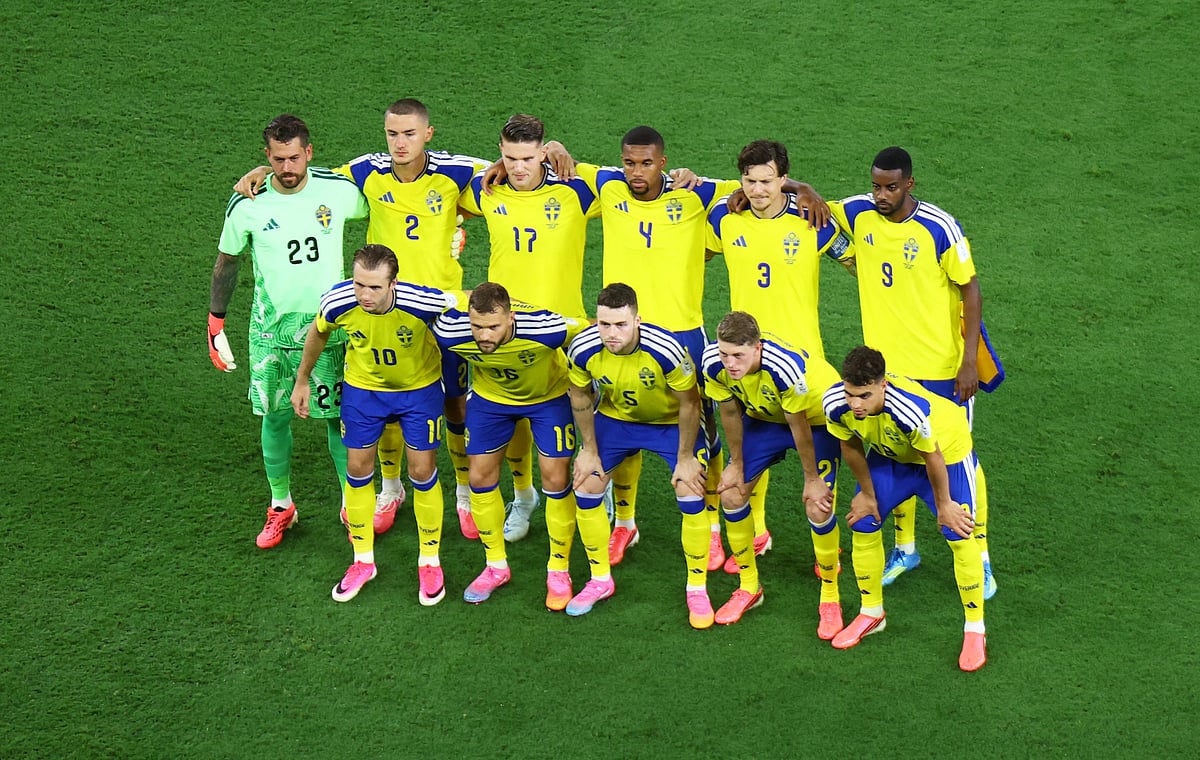 Football - FIFA World Cup 2026 - Group F - Sweden v Tunisia - Estadio Monterrey, Monterrey, Mexico - June 14, 2026
Sweden players pose for a team group photo before the match