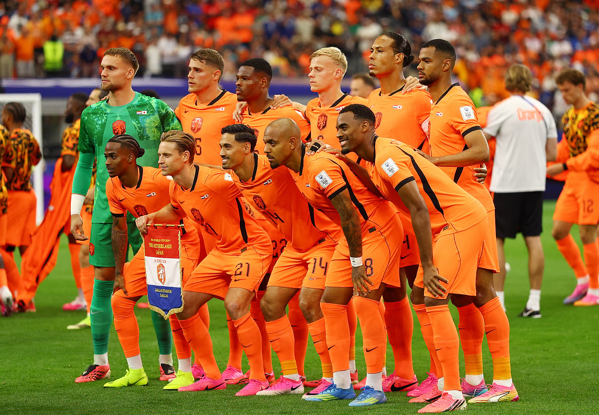Football - FIFA World Cup 2026 - Group F - Netherlands v Japan - Dallas Stadium, Arlington, Texas, U.S. - June 14, 2026
Netherlands players pose for a team group photo before the match