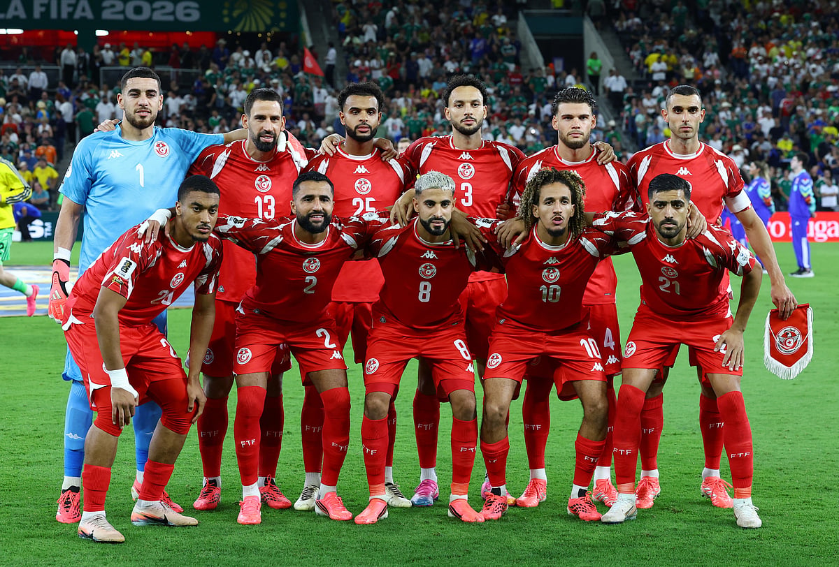 Soccer Football - FIFA World Cup 2026 - Group F - Sweden v Tunisia - Estadio Monterrey, Monterrey, Mexico - June 14, 2026
Tunisia players pose for a team group photo before the match R