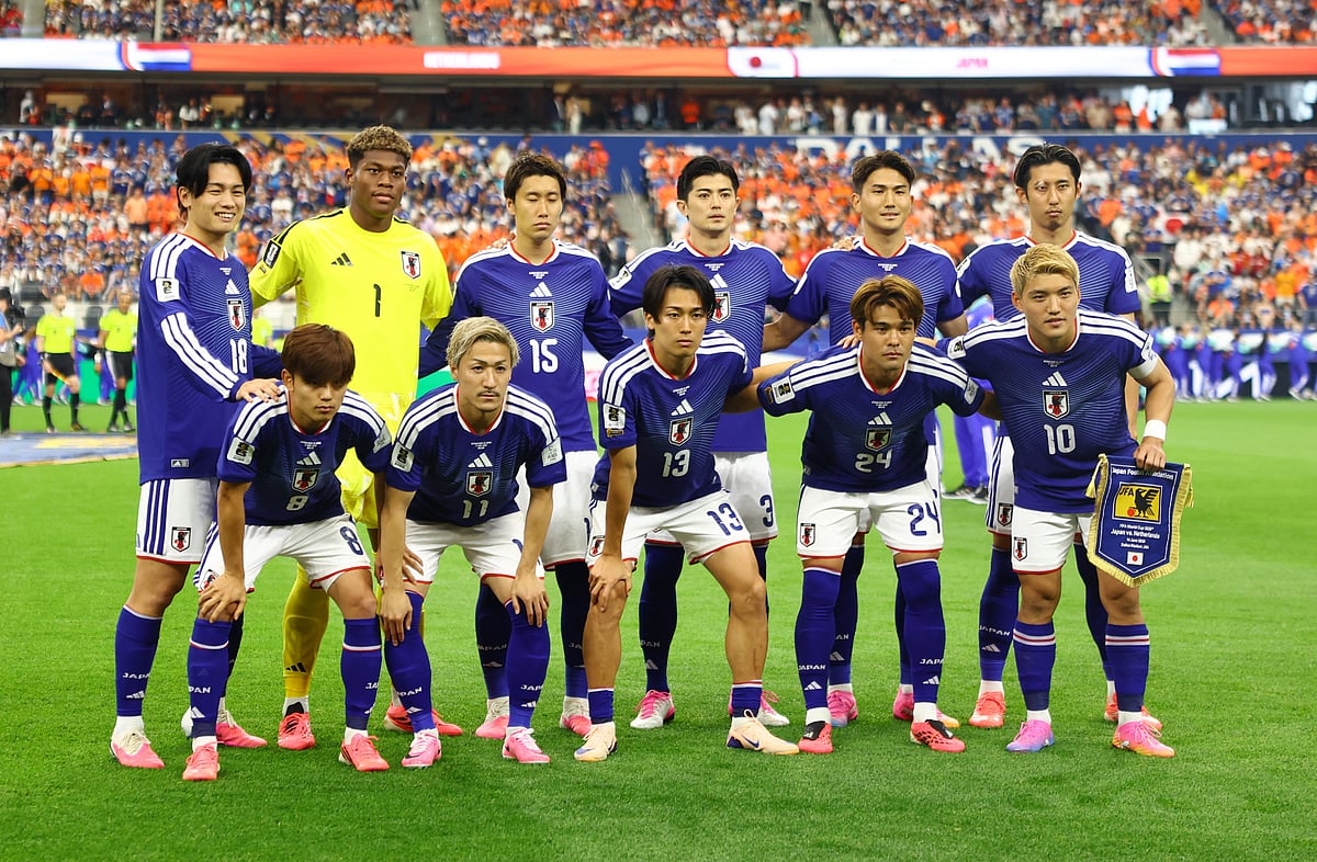 Football - FIFA World Cup 2026 - Group F - Netherlands v Japan - Dallas Stadium, Arlington, Texas, U.S. - June 14, 2026
Japan players pose for a team group photo before the match
