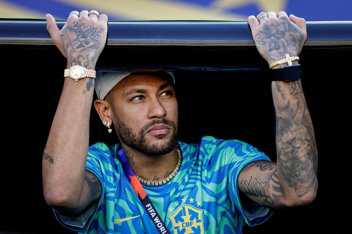 Football - FIFA World Cup 2026 - Group C - Brazil v Morocco - New York/New Jersey Stadium, East Rutherford, New Jersey, U.S. - June 13, 2026
Brazil's Neymar Jr. looks on before the match