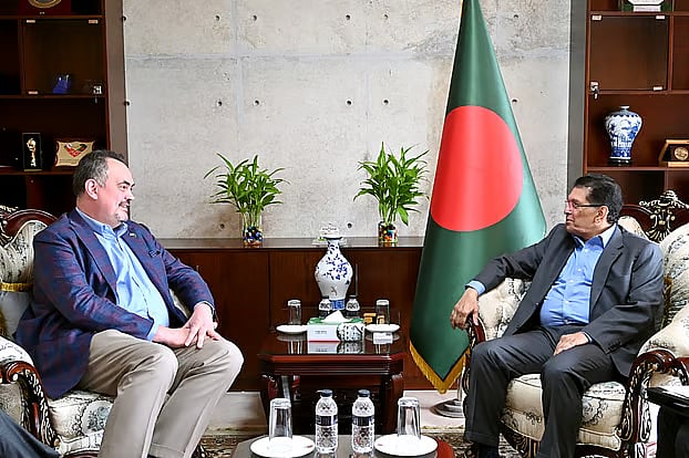 US Ambassador Ben Christensen in a meeting with Foreign Minister Khalilur Rahman.