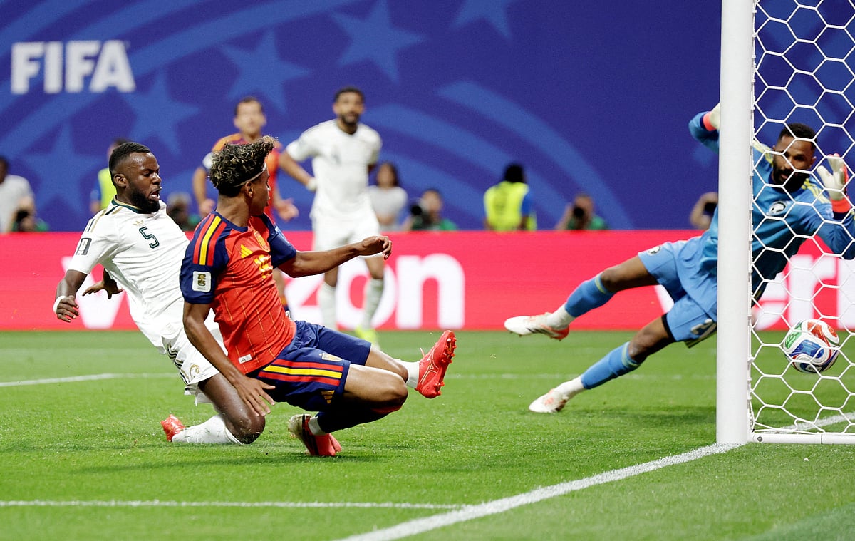 Spain's Lamine Yamal scores their first goal against Saudi Arabia at Atlanta Stadium, Atlanta, Georgia, U.S. - June 21, 2026