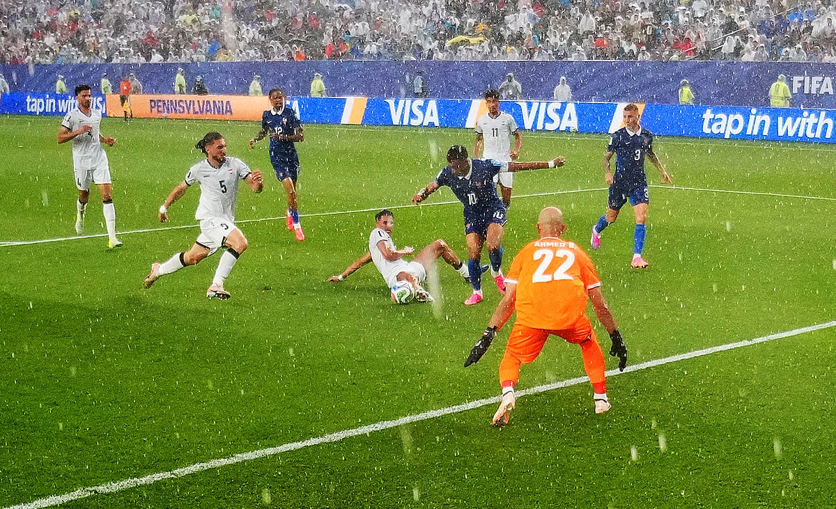 Iraq's Hussein Ali in action with France's Kylian Mbappe at Philadelphia Stadium, Philadelphia, Pennsylvania, U.S. - June 22, 2026