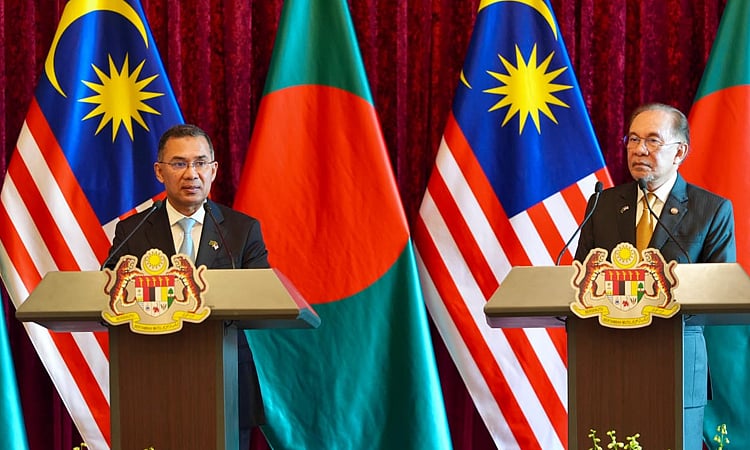 Prime Minister Tarique Rahman spoke in a joint press conference with Malaysian Prime Minister Anwar Ibrahim, held at the Malaysian Prime Minister’s Office in Putrajaya on 22 June 2026.