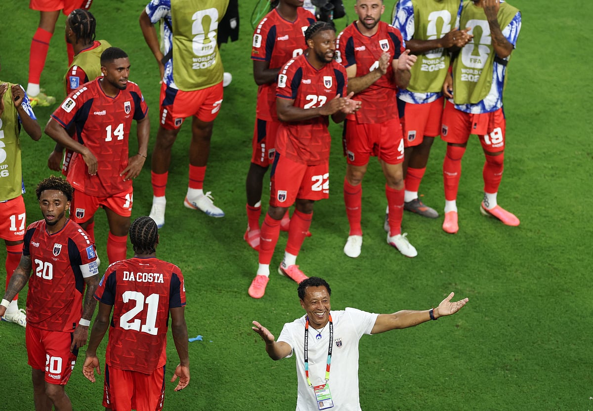 Cape Verde coach Pedro Brito celebrates after the match