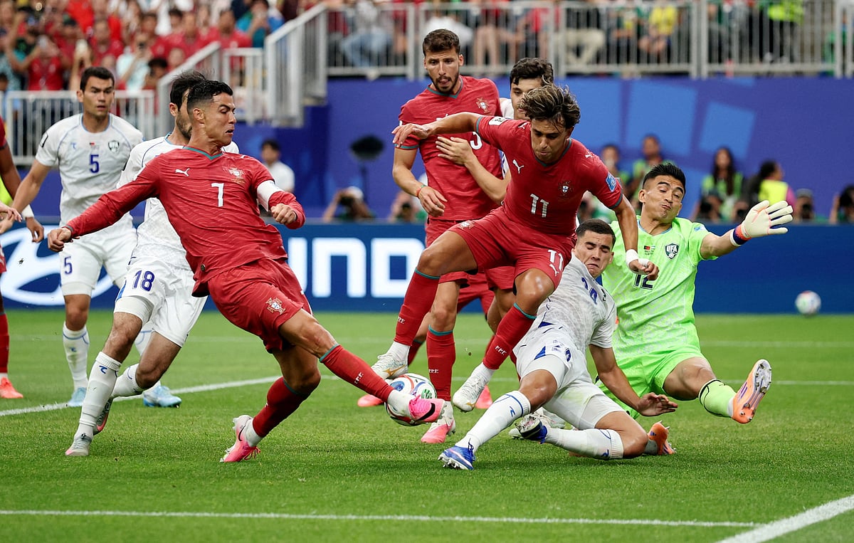 Portugal's Cristiano Ronaldo in action before Abduvohid Nematov scores an own goal and Portugal's fourth against Uzbekistan at Houston Stadium, Houston, Texas, U.S. - June 23, 2026