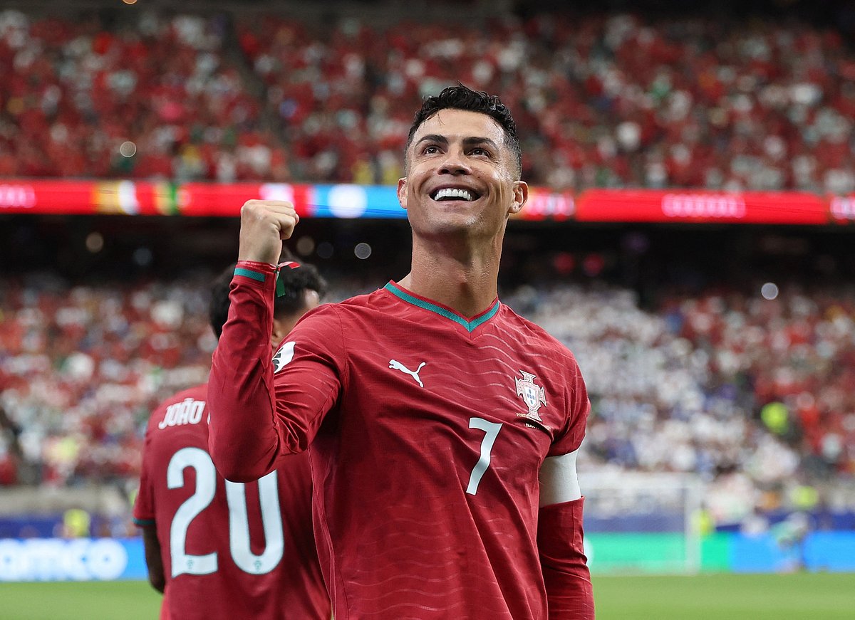 Soccer Football - FIFA World Cup 2026 - Group K - Portugal v Uzbekistan - Houston Stadium, Houston, Texas, US - 23 June, 2026
Portugal's Cristiano Ronaldo celebrates scoring their third goal.