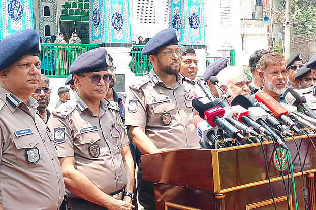Dhaka Metropolitan Police (DMP) Commissioner Mosleh Uddin Ahmed. Photo taken during a briefing at the Hussaini Dalan Imambara in Old Dhaka this morning