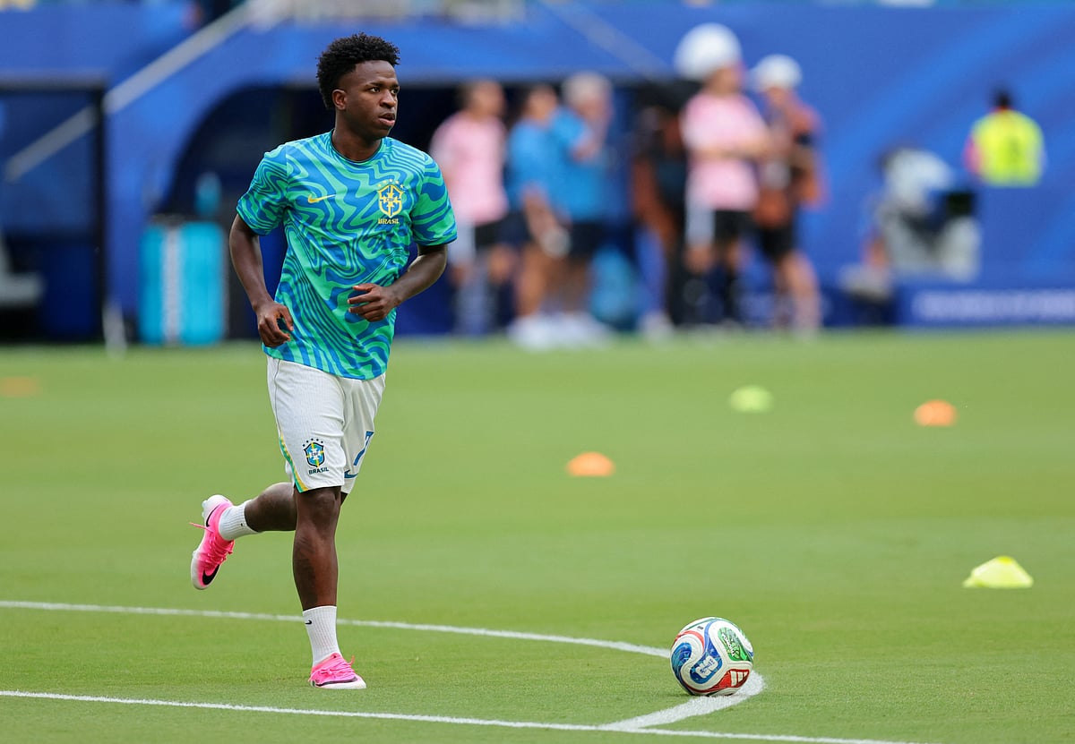 Brazil's Vinicius Junior during the warm up before the match against Scotland at Miami Stadium, Miami Gardens, Florida, US - 24 June, 2026