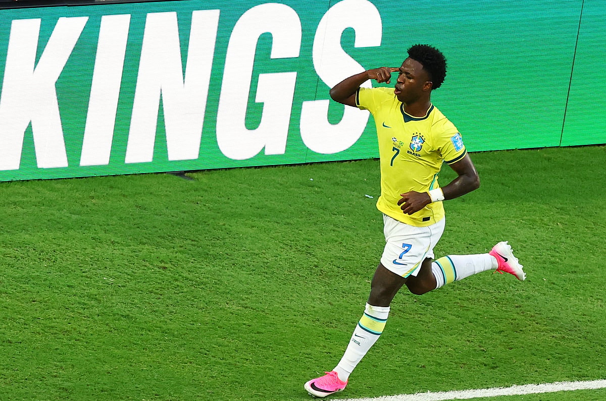 Brazil's Vinicius Junior celebrates scoring their second goal against Scotland at Miami Stadium, Miami Gardens, Florida, U.S. - June 24, 2026