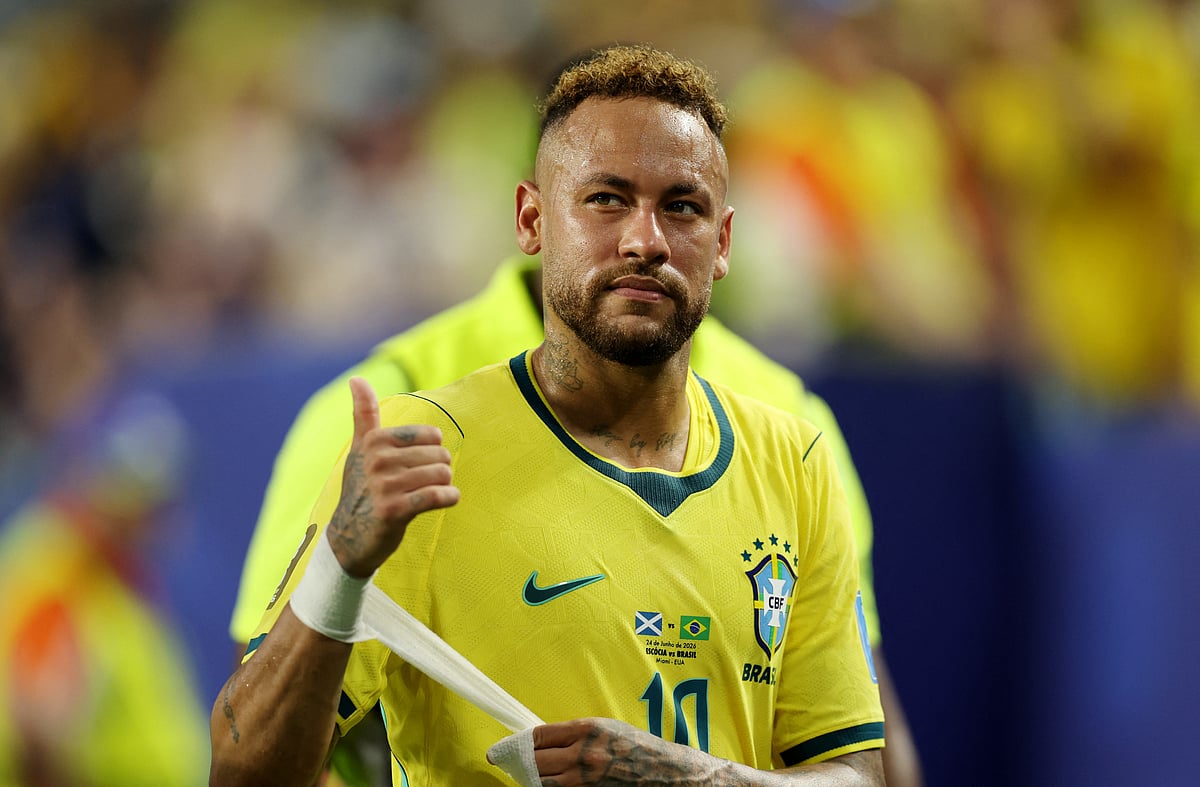 Brazil's Neymar Jr celebrates after the match against Scotland at Miami Stadium, Miami Gardens, Florida, US, on 24 June, 2026