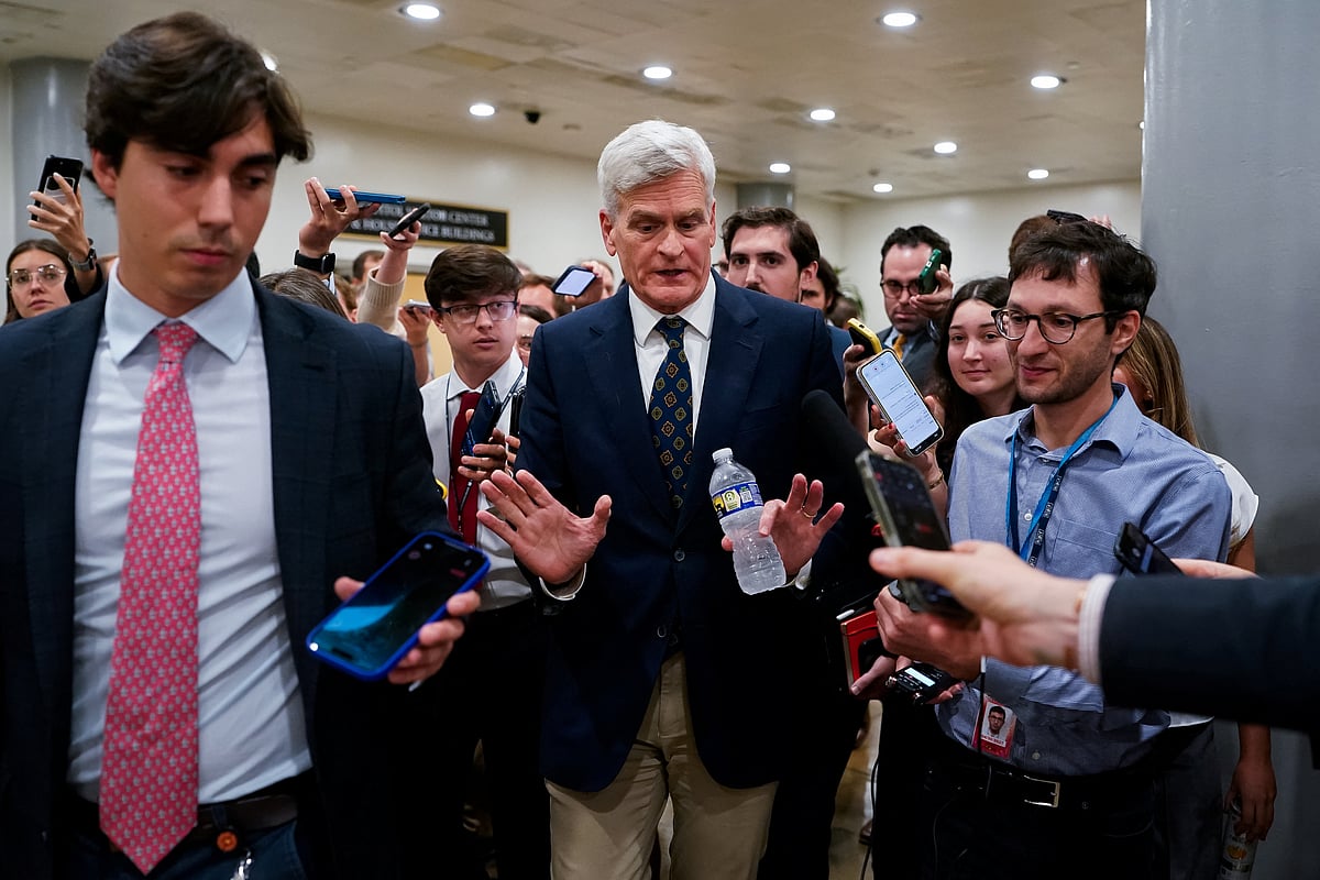 US Senator Bill Cassidy (R-LA) speaks to reporters following a Senate Republican Steering Committee lunch with U.S. President Donald Trump at the US capital in Washington, DC, US, 24 June, 2026.