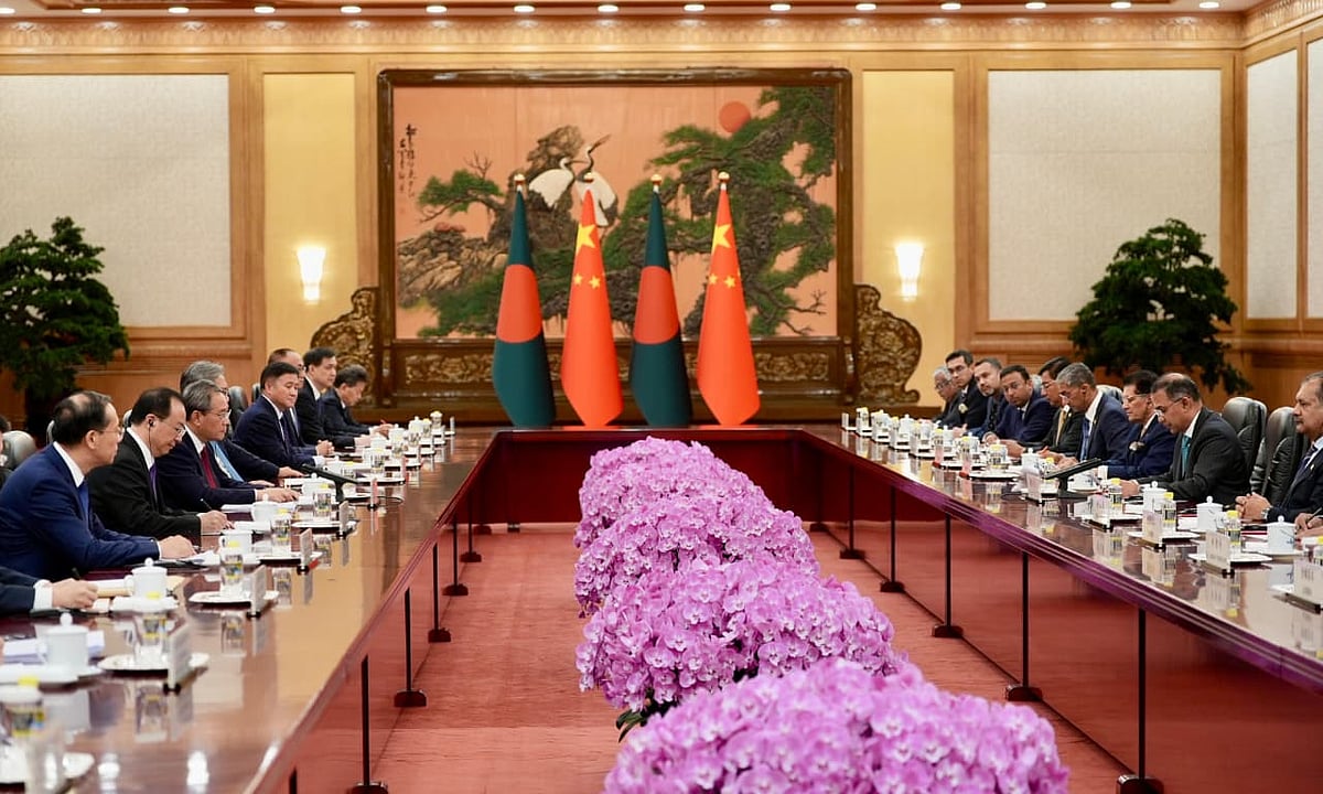 Prime Minister Tarique Rahman and his Chinese counterpart, Li Qiang, held a bilateral meeting at the Great Hall of the People on 25 June 2026.