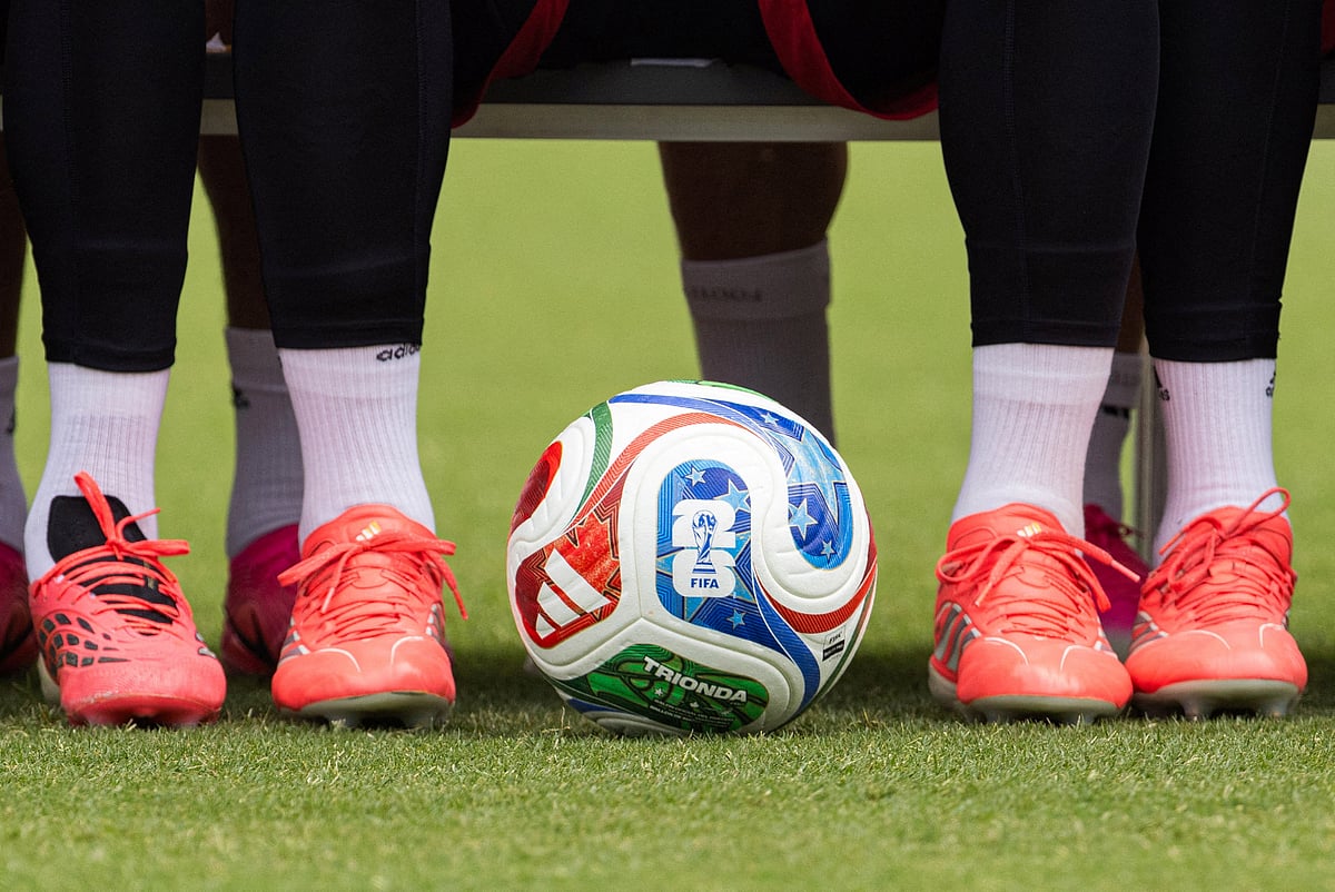 Football - FIFA World Cup 2026 - Germany Training - Wake Forest University, Winston-Salem, North Carolina, U.S. - June 10, 2026
A football with the FIFA World Cup logo is pictured during training