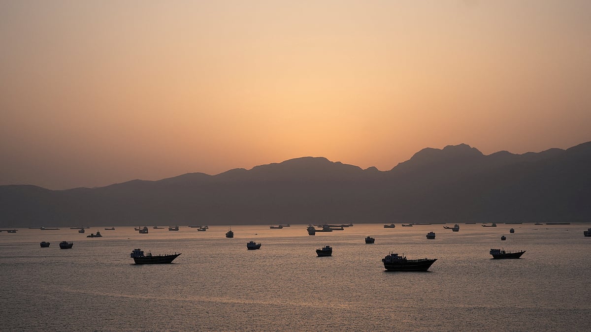 Ships and boats in the Strait of Hormuz, Musandam, Oman, 1 May, 2026.