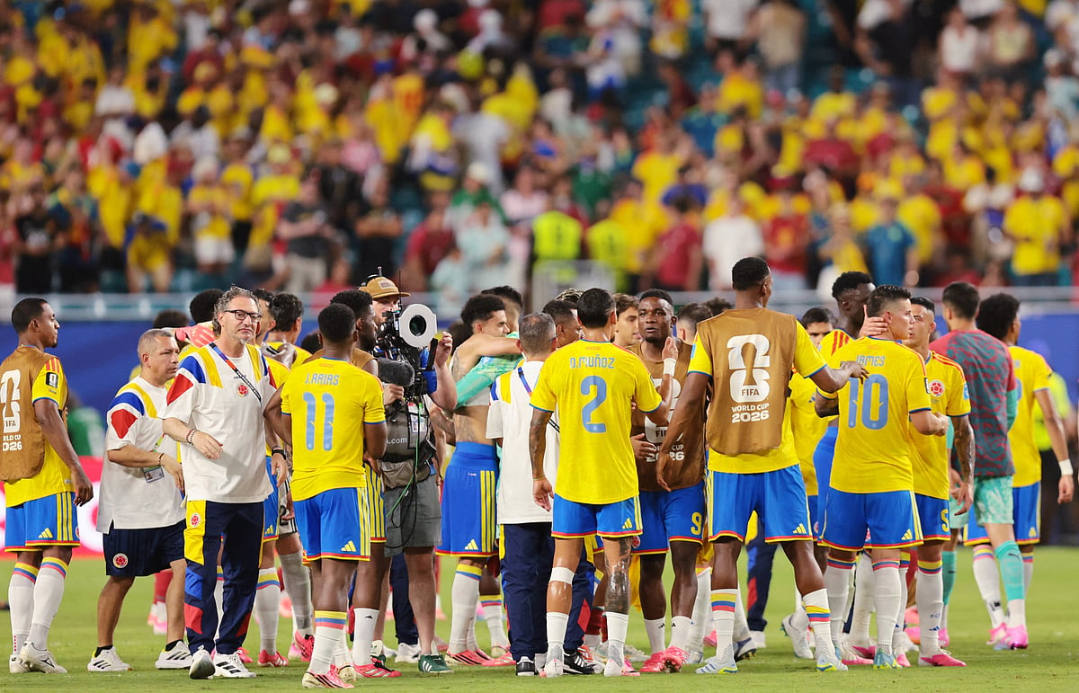 Football - FIFA World Cup 2026 - Group K - Colombia v Portugal - Miami Stadium, Miami Gardens, Florida, U.S. - June 27, 2026
Colombia players celebrate after the match