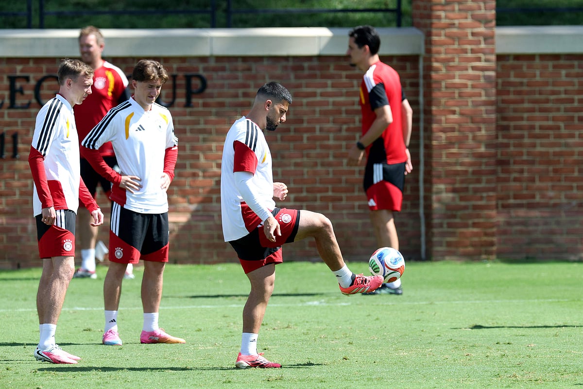 Deniz Undav of Germany plays with the ball during a training session of Germany one day ahead of the FIFA World Cup 2026 Group E match between Ecuador and Germany at Winston-Salem State University on 24 June, 2026 in Winston-Salem, North Carolina.