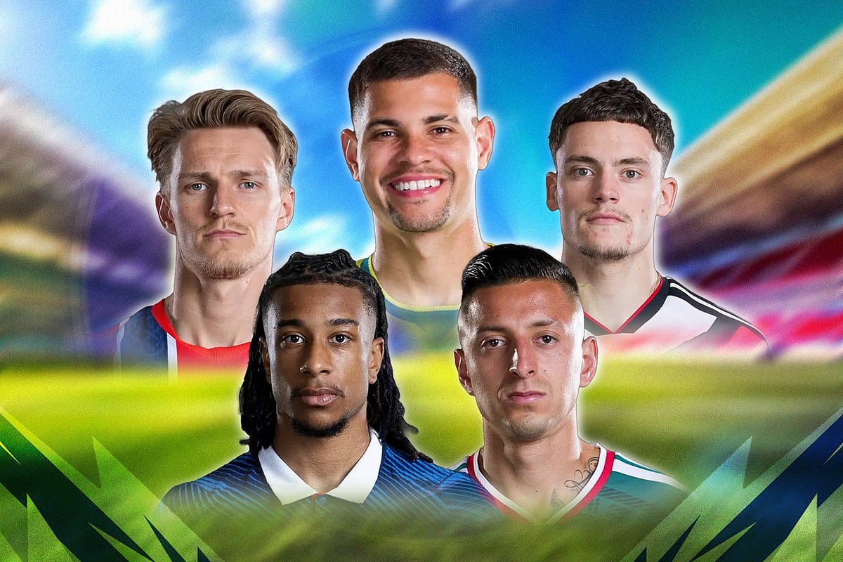 Combination of photos shows (front) Michael Olise, Roberto Alvarado (back) Martin Odegaard, Bruno Guimaraes and Florian Wirtz.