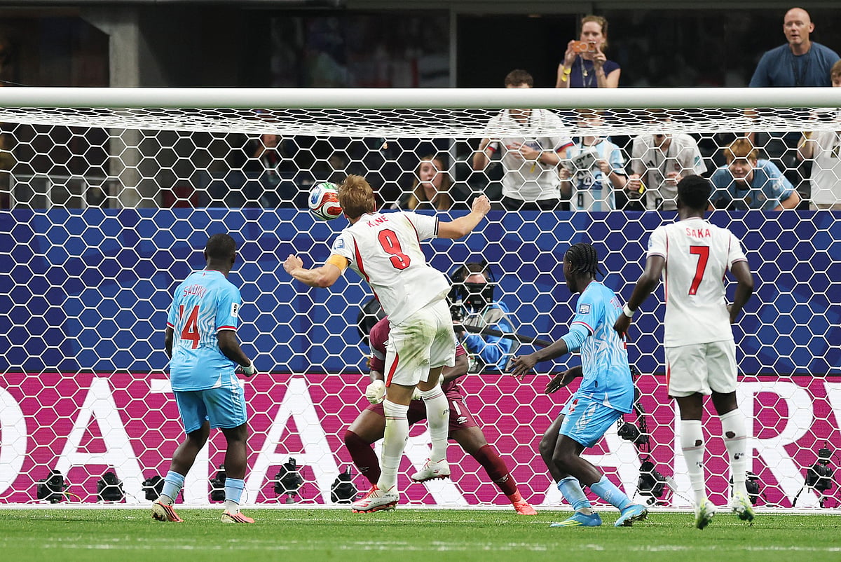 England's Harry Kane scores their first goal against DR Congo at Atlanta Stadium, Atlanta, Georgia, U.S. - July 1, 2026