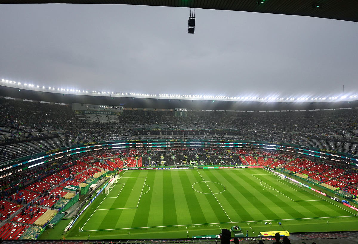 General view inside the stadium before the match as the match is delayed due to adverse weather at Estadio Azteca, Mexico City, Mexico 30 June, 2026.