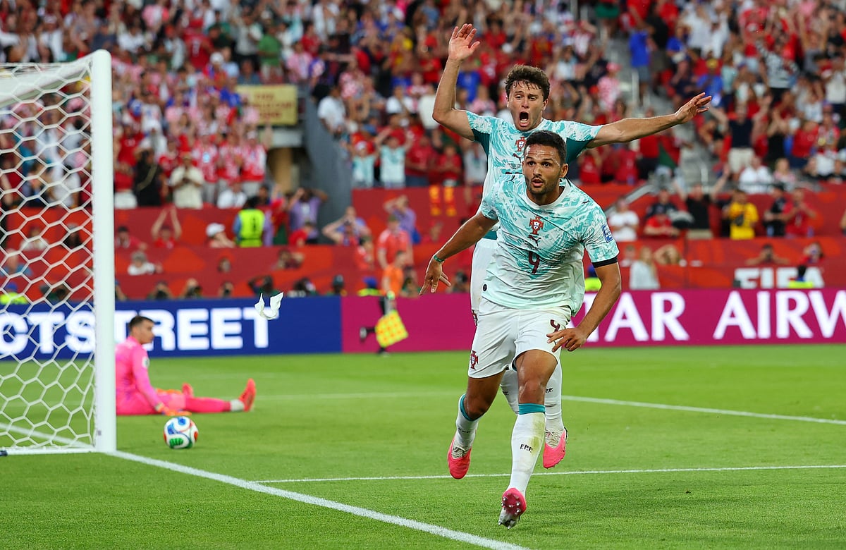 Portugal's Goncalo Ramos celebrates scoring their second goal against Croatia - Toronto Stadium, Toronto, Canada - July 2, 2026