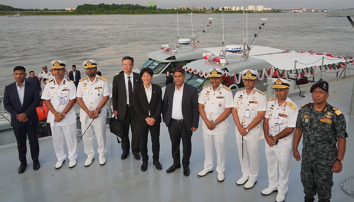Japan hands over patrol boats to Bangladesh Navy at BNS Nirvik, located in Chattogram, on 2 July 2026