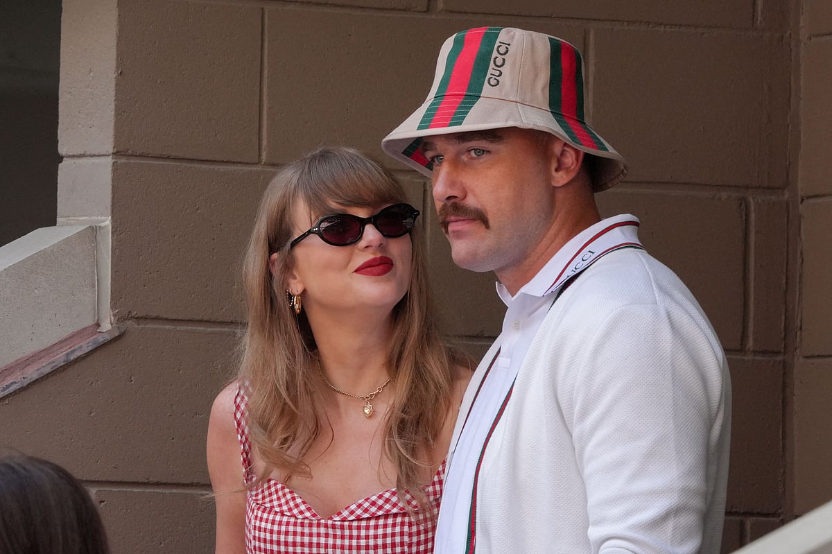 US singer-songwriter Taylor Swift (L) and US NFL football player Travis Kelce (R) attend the men's final match between Italy's Jannik Sinner and USA's Taylor Fritz on day fourteen of the US Open tennis tournament at the USTA Billie Jean King National Tennis Center in New York City, on September 8, 2024. Increasing signs point to a mega-bash for the A-list celebrity couple Taylor Swift and Travis Kelce at Madison Square Garden this week. Rumors have run rampant for weeks that the 36-year-old pop superstar and the three-time NFL Super Bowl winner, both 36, could wed at the storied sports arena, home to the New York Knicks, the newly crowned NBA champions.