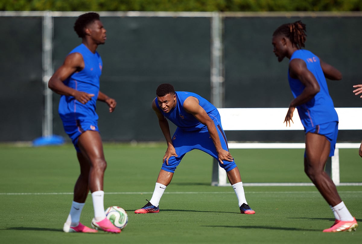 France's Kylian Mbappe with teammates during training at Philadelphia Eagles Performance Centre, Philadelphia, Pennsylvania, U.S. - 3 July, 2026`