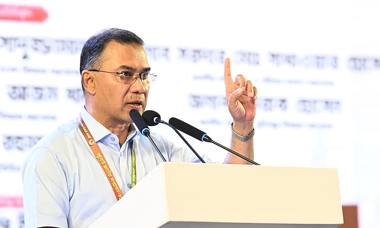 Prime Minister Tarique Rahman on Saturday spoke at the July National Conference at the Bangladesh-China Friendship Conference Center in Agargaon.
