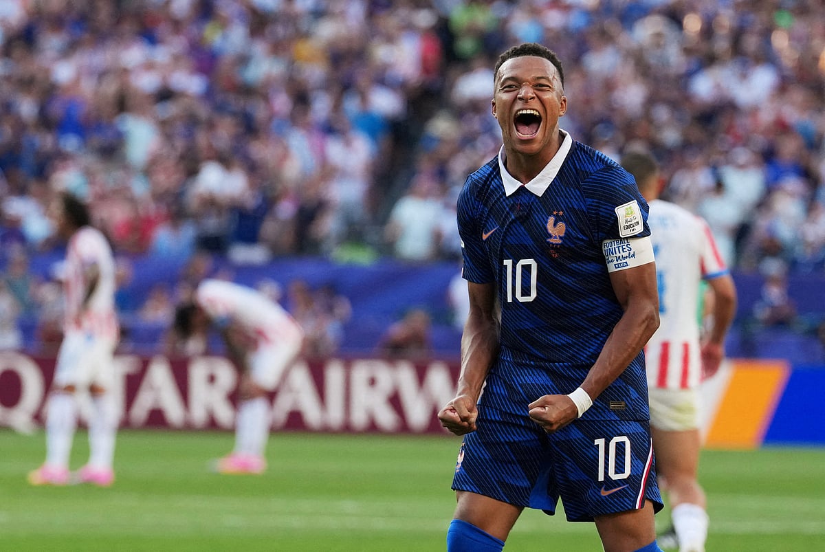 Football - FIFA World Cup 2026 - Round of 16 - Paraguay v France - Philadelphia Stadium, Philadelphia, Pennsylvania, U.S. - July 4, 2026
France's Kylian Mbappe celebrates after the match