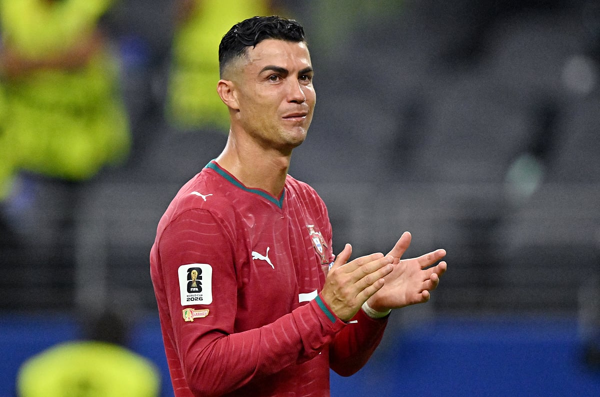 Football - FIFA World Cup 2026 - Round of 16 - Portugal v Spain - Dallas Stadium, Arlington, Texas, U.S. - July 6, 2026
Portugal's Cristiano Ronaldo looks dejected after the match as Portugal are eliminated from the World Cup