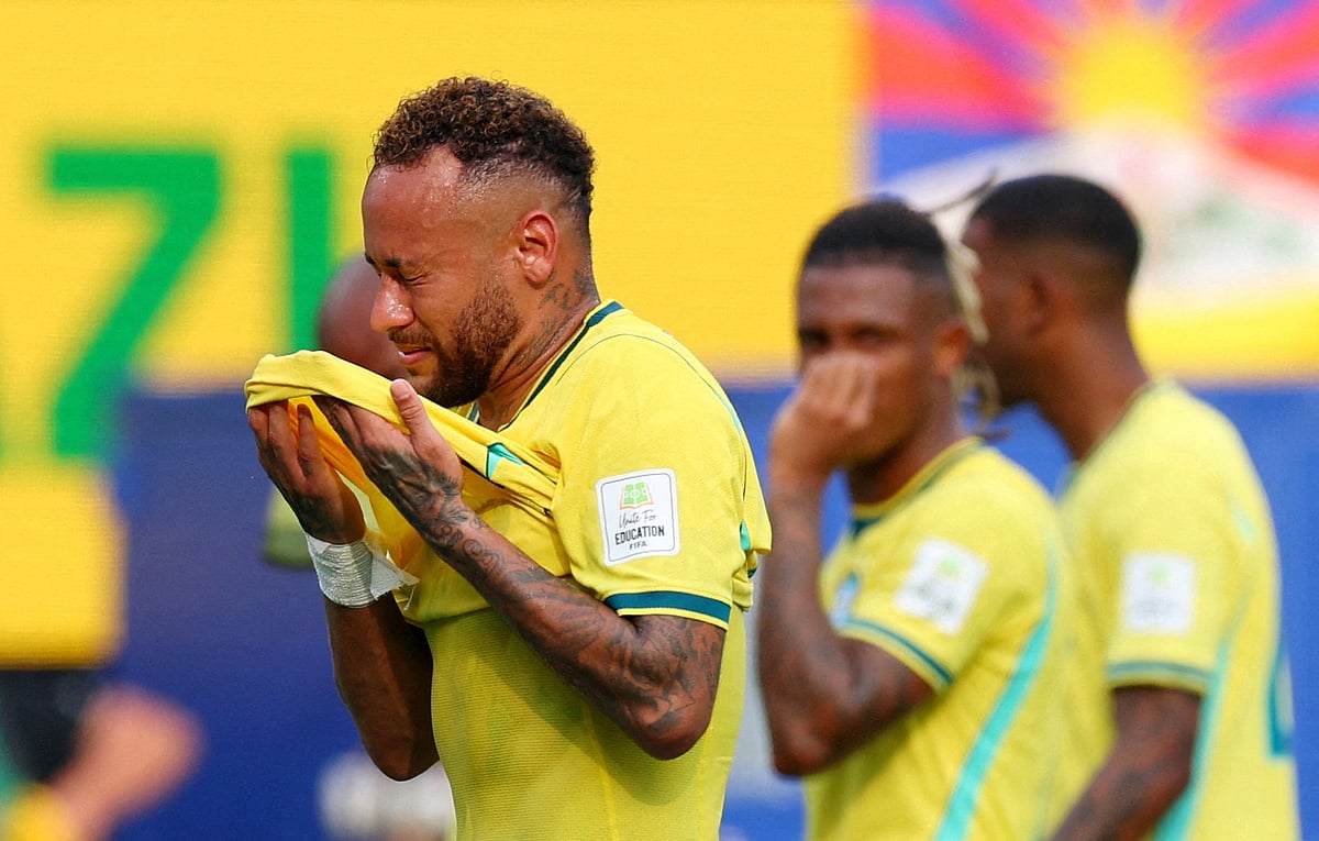 Brazil's Neymar Jr. looks dejected after the match as Brazil are eliminated from the World Cup at FIFA World Cup 2026 - Round of 16 - Brazil v Norway - New York New Jersey Stadium, East Rutherford, New Jersey, US on 5 July, 2026.