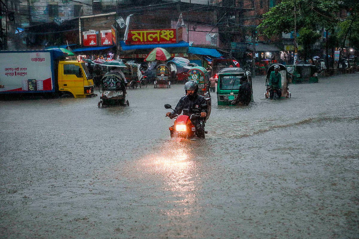 Record rainfall has left large parts of Chattogram submerged, with waterlogging affecting many of the city's main roads.