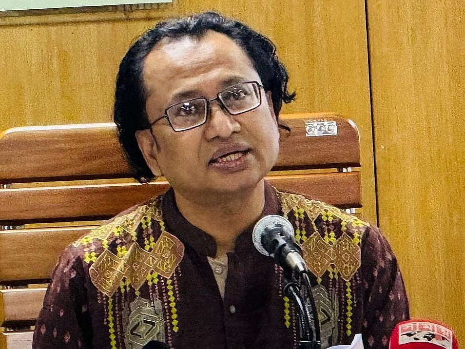 Prime Minister Tarique Rahman's Policy and Strategy Adviser, Zahed Ur Rahman, speaks to newspersons after announcing the timeline and schedule for the Union Parishad elections at the Secretariat in the morning on 7 July 2026