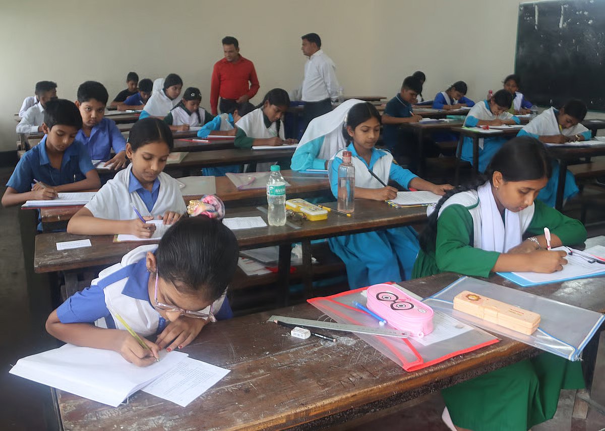 Students sit the Primary Scholarship Examination at an examination centre.