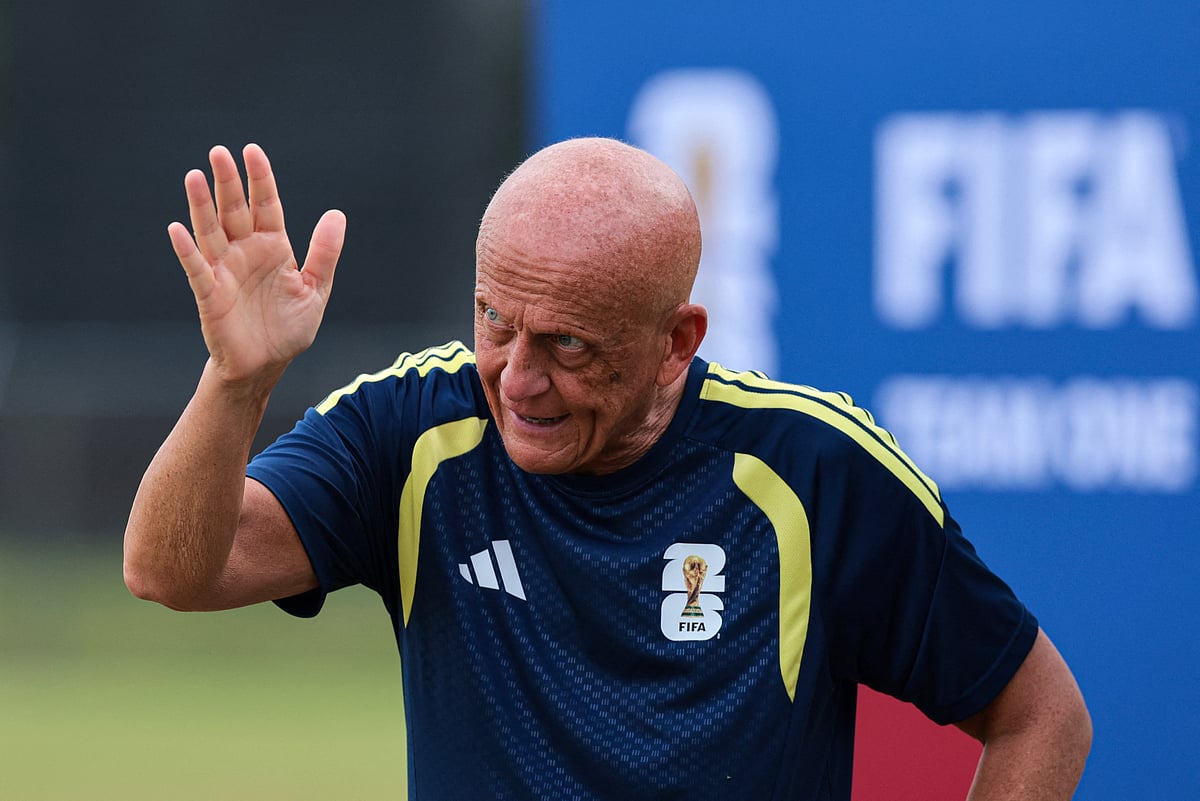 Chairman of FIFA referees committee and former referee Pierluigi Collina during training