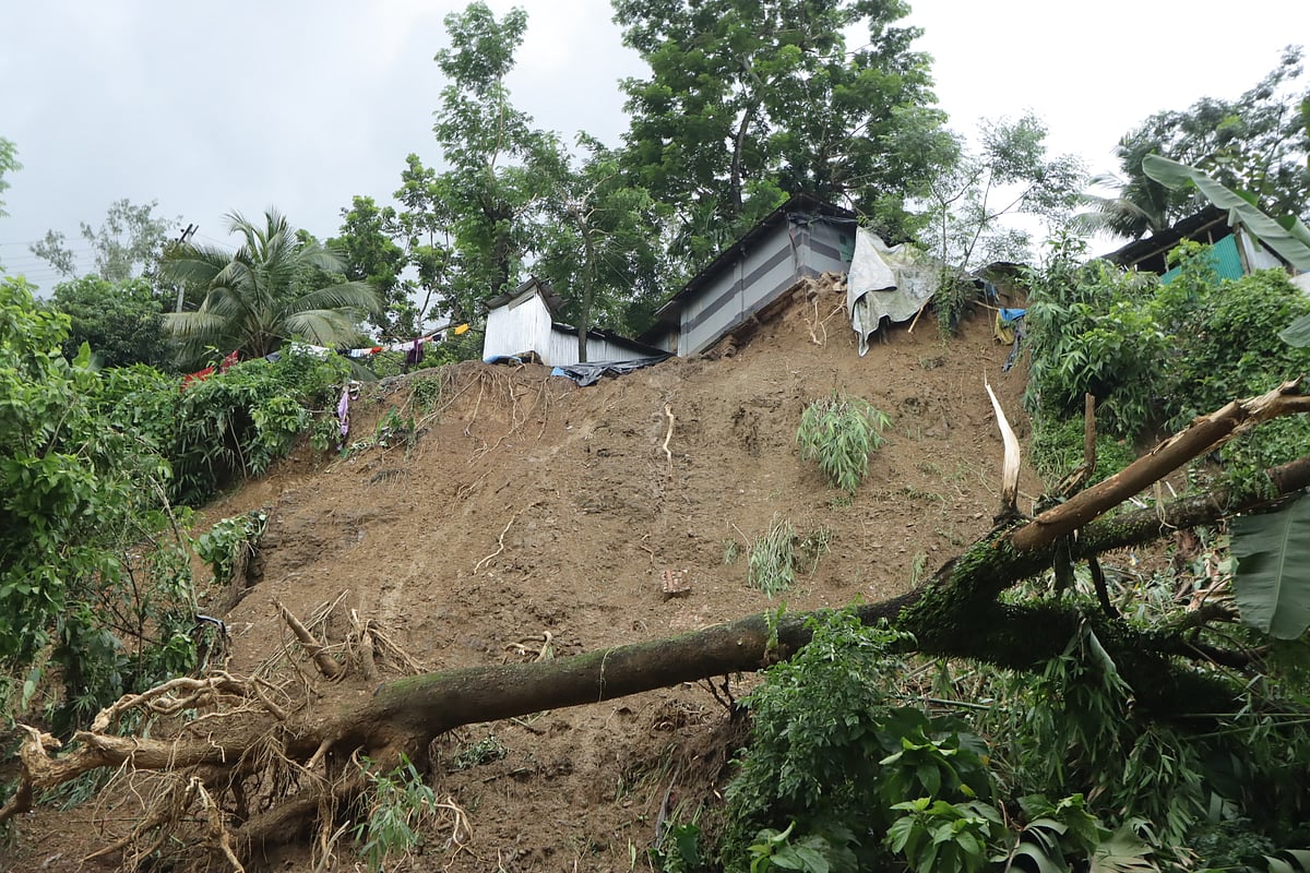 Continued rainfall has heightened the risk of landslides, leaving local residents deeply concerned about homes located in vulnerable hillside areas. Kasaipara area, Bandarban, 9 July 2026.