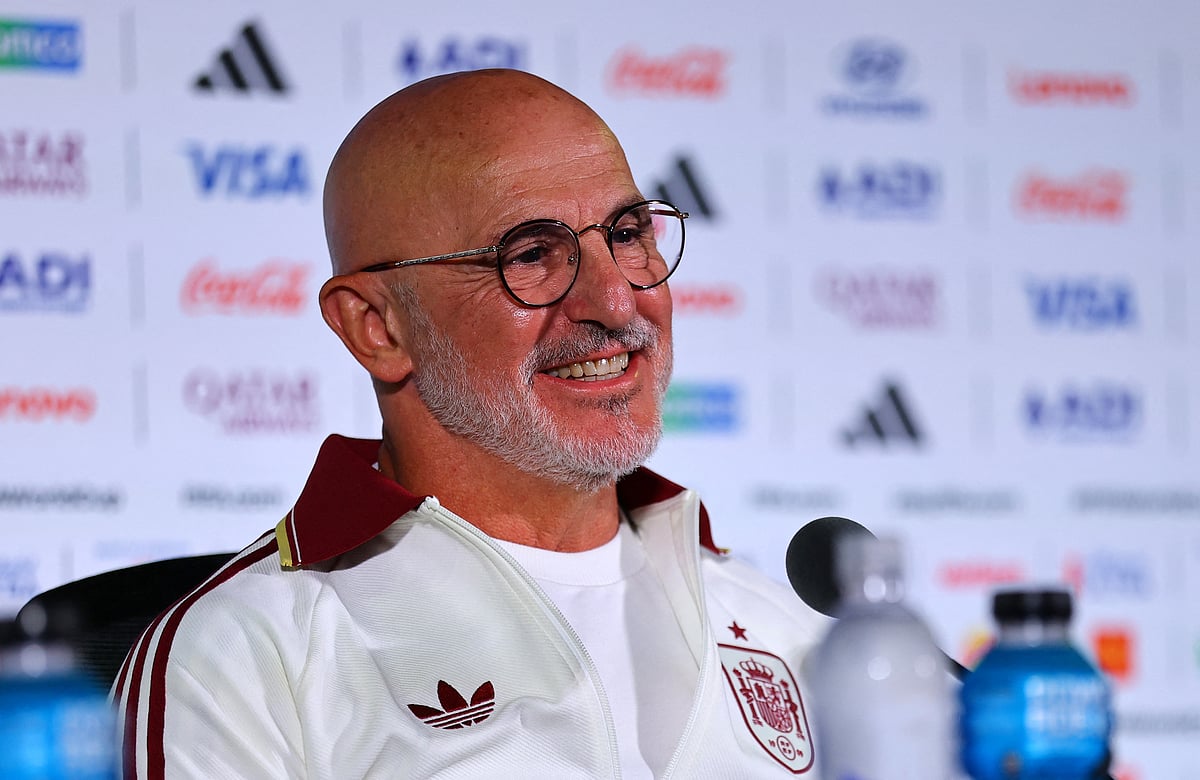 Football - FIFA World Cup 2026 - Spain Press Conference - Los Angeles Stadium, Inglewood, California, U.S. - July 9, 2026
Spain coach Luis De La Fuente during the press conference