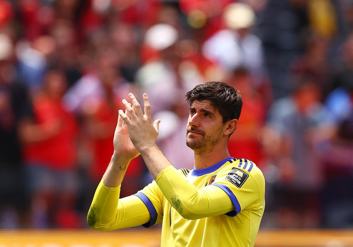 Belgium's Thibaut Courtois looks dejected as he applauds fans after the match following their elimination from the World Cup at FIFA World Cup 2026 - Quarter Final - Spain v Belgium - Los Angeles Stadium, Inglewood, California, US on 10 July, 2026.